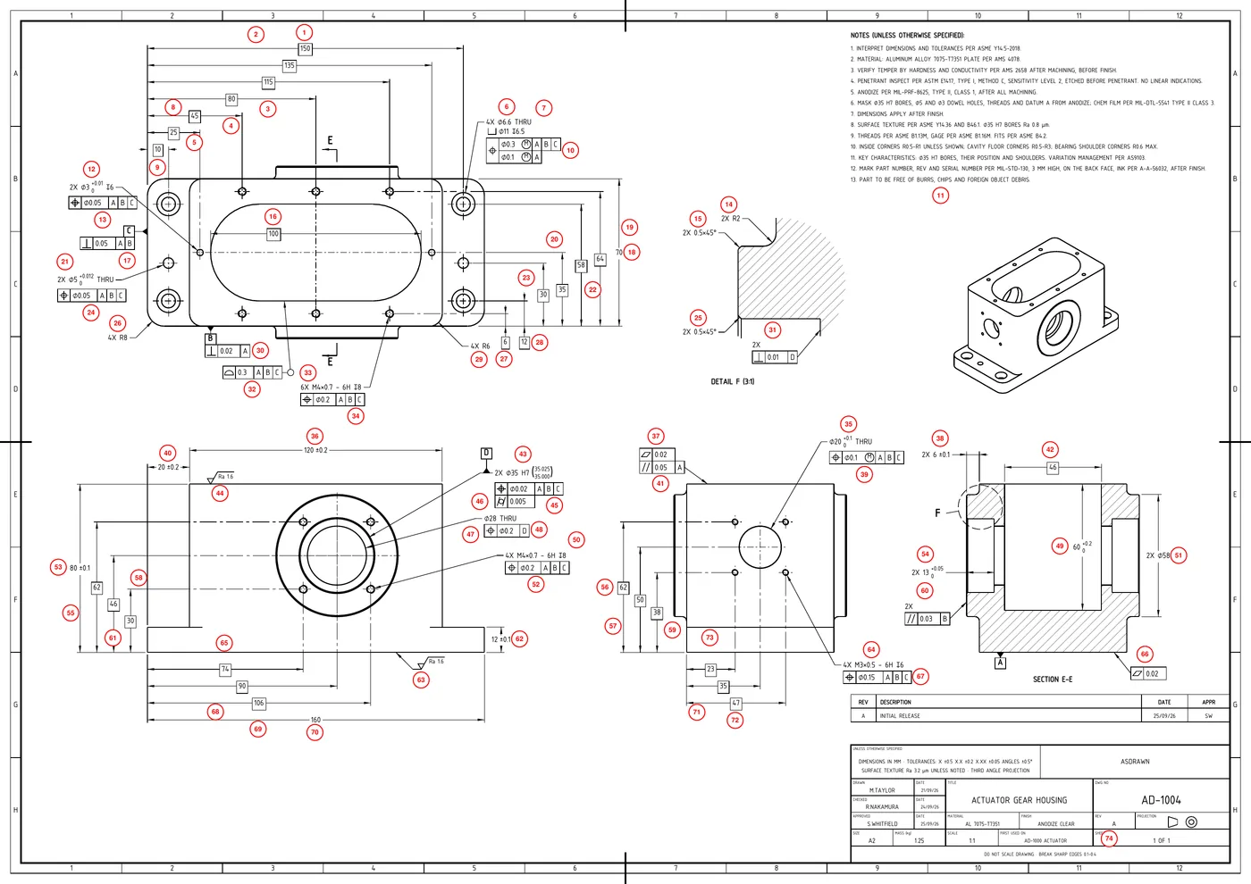 The ballooned PDF of drawing AD-1004 Rev A, as the export writes it